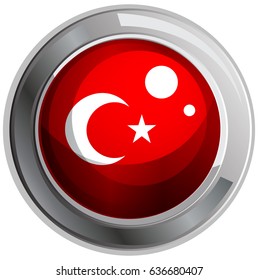 Flag of Turkey on round badge illustration