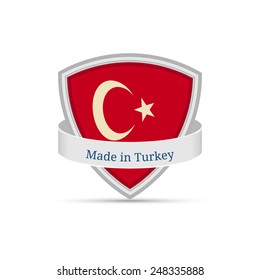 Flag of Turkey on the shield Made in Turkey