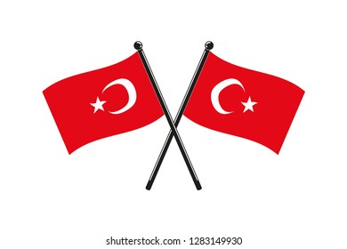 Flag of Turkey in the original size and colour on the stick isolated