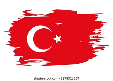 Flag of Turkey painted with a brush stroke. Abstract concept. National flag in grunge style. Vector illustration