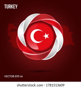 Flag Turkey pin 3d Design EPS 10