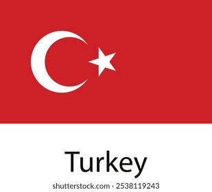 The flag of Turkey is a red field with a white crescent moon and star.