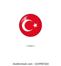 Flag of Turkey round 3d vector illustration