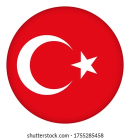 Flag of Turkey round icon, badge or button.Turkish national symbol. Template design, vector stock illustration. 