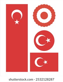 The flag of Turkey. Flag set icon. Standard color. Round flag. Computer illustration. Digital illustration. Vector illustration. with set of turkey 