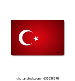 Flag Turkey with shadow on blank background