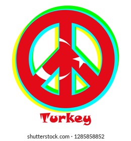 Flag of Turkey as a sign of pacifism, which stands for peace and love