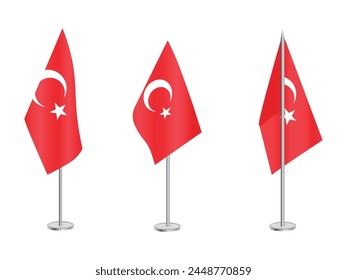 Flag of Turkey with silver pole