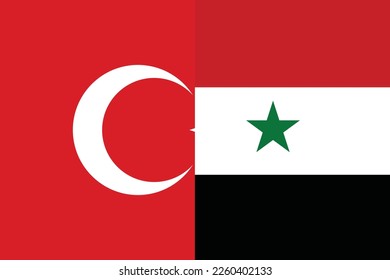 Flag of Turkey and Syria - half of flags of both countries put into one flag