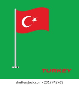 Flag of Turkey, Table Flag of Turkey, Vector Illustration, Wavy Table Flag of Turkey.