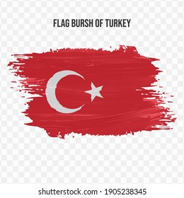 Flag Of Turkey in texture brush  with transparent background, vector illustration in eps file