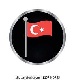 flag of Turkey - vector icon on a black button