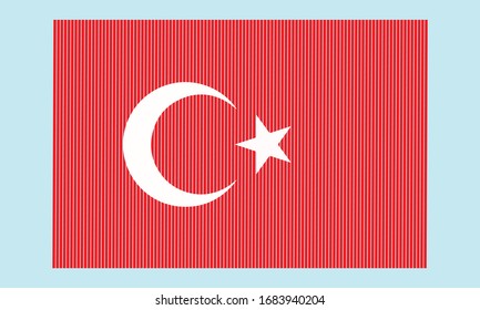 Bandera de la línea de ilustración vectorial de Turquía sobre fondo azul cielo.