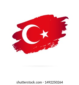 Flag of Turkey. Vector illustration on a white background. Brush strokes are drawn by hand.