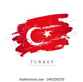 Flag of Turkey. Vector illustration on a white background. Brush strokes are drawn by hand. Independence Day.
