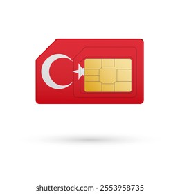 Flag of Turkey. Vector illustration of SIM Card with flag on white background