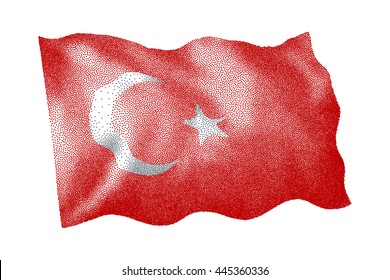 Flag of Turkey - Vector stippled illustration