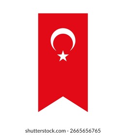 Flag of Turkey. Turkey vertical flag icon digital vector illustration. The hanging flag.