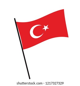 Flag of Turkey , Turkey flag waving isolated vector illustration