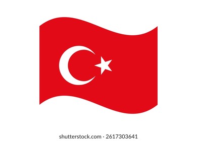 Flag of Turkey. Turkey wavy flag digital vector illustration. Fluttering flag.