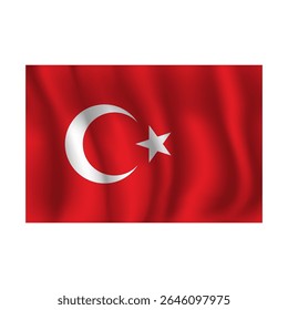 Bandeira da Turquia ondulada flui ao vento, com dobras 3d