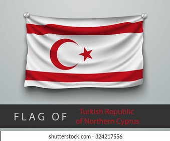 FLAG OF Turkish Republic  battered, hung on the wall, screwed screws