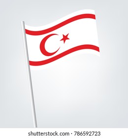 flag Turkish Republic of Northern Cyprus vector illustration isolated on white background,northern cyprus flag mast.