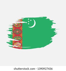 Flag of Turkmenistan with brush strokes effect, Turkmenistan flag template design. Vector Eps 10
