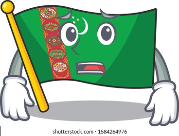 Flag turkmenistan Cartoon character showing afraid look face