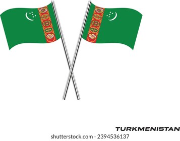 Flag of Turkmenistan, Turkmenistan cross flag design. Turkmenistan cross flag isolated on white background. Vector Illustration of crossed Turkmenistan flags.