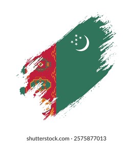 Flag of Turkmenistan Grunge Brush Stroke Style Vector