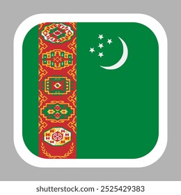 The flag of Turkmenistan. Flag icon. Standard color. flat vector square with rounded corners. Computer illustration. Digital illustration. Vector illustration