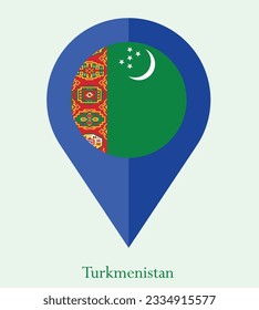 Flag of Turkmenistan, Flag of Turkmenistan Map pointer icon. Vector illustration flag pointer.