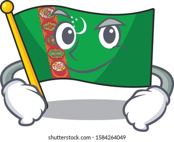 Flag turkmenistan mascot cartoon style with Smirking face