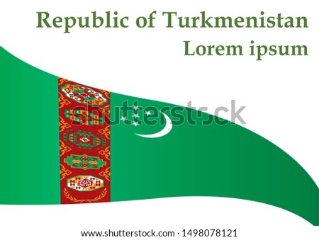 Flag of Turkmenistan, Republic of Turkmenistan. Template for award design, an official document with the flag of Turkmenistan. Bright, colorful vector illustration.