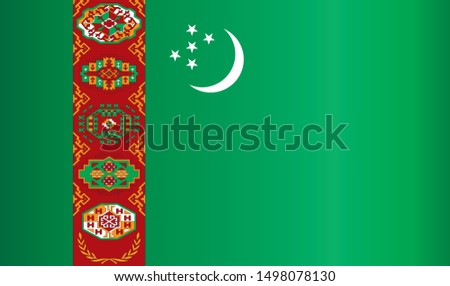 Flag of Turkmenistan, Republic of Turkmenistan. Template for award design, an official document with the flag of Turkmenistan. Bright, colorful vector illustration.