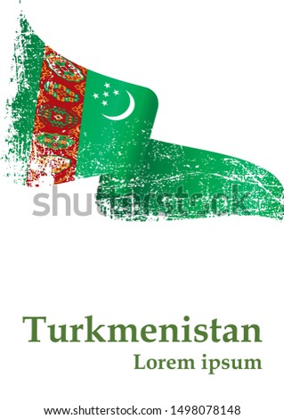 Flag of Turkmenistan, Republic of Turkmenistan. Template for award design, an official document with the flag of Turkmenistan. Bright, colorful vector illustration.