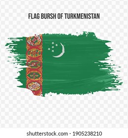 Flag Of Turkmenistan in texture brush  with transparent background, vector illustration in eps file