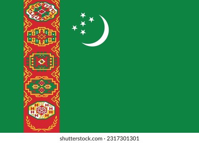 Bandera de Turkmenistán - Ilustración vectorial.