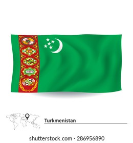 Bandera de Turkmenistán - ilustración vectorial