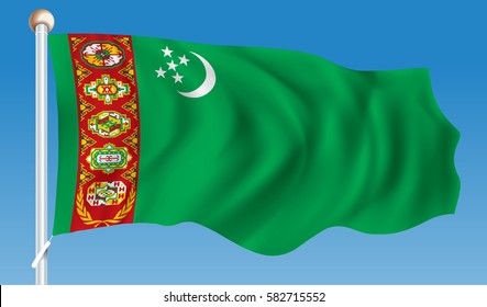 Flag of Turkmenistan - vector illustration