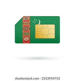 Flag of Turkmenistan. Vector illustration of SIM Card with flag on white background