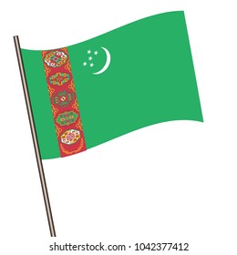 Flag of Turkmenistan , Turkmenistan flag waving isolated vector illustration
