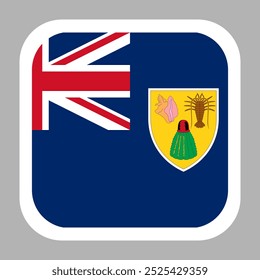 The flag of Turks and Caicos Islands. Flag icon. Standard color. flat vector square with rounded corners. Computer illustration. Digital illustration. Vector illustration