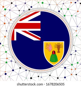 Flagge von Türken und Caicos mit Netzwerkhintergrund. Turks- und Caicos-Schild. Charmante Vektorillustration.