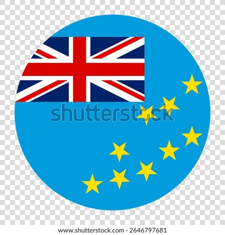 Flag of Tuvalu. Tuvalu circle flag logo icon computer vector illustration design. Checkerboard background.