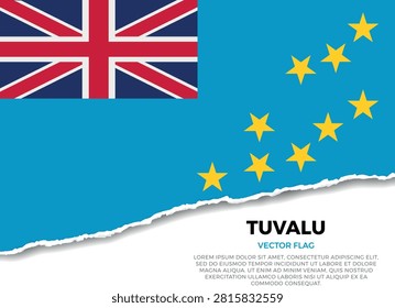 Flag of Tuvalu. Creative Torn Paper Edge Effect on Transparent Background with jagged irregularities. A three-dimensional appearance with realistic shadows, as it if had been ripped to reveal a white surface beneath