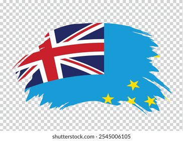 Flag of Tuvalu with distressed paint stroke brush effect on isolated background