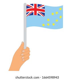 Bandera de Tuvalu. Mano de un Tuvalu 
 , icono vectorial.