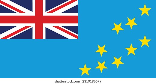 The flag of Tuvalu. Flag icon. Standard color. Standard size. A rectangular flag. Computer illustration. Digital illustration. Vector illustration.